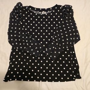 Anne Klein Plus Size Long-Sleeve Polka Dot Business Casual Blouse
